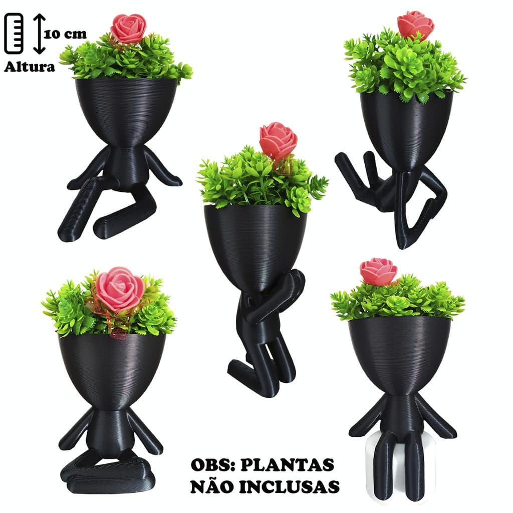 Kit 5 lindos vasinhos Bob Plant - ótima opção para presente