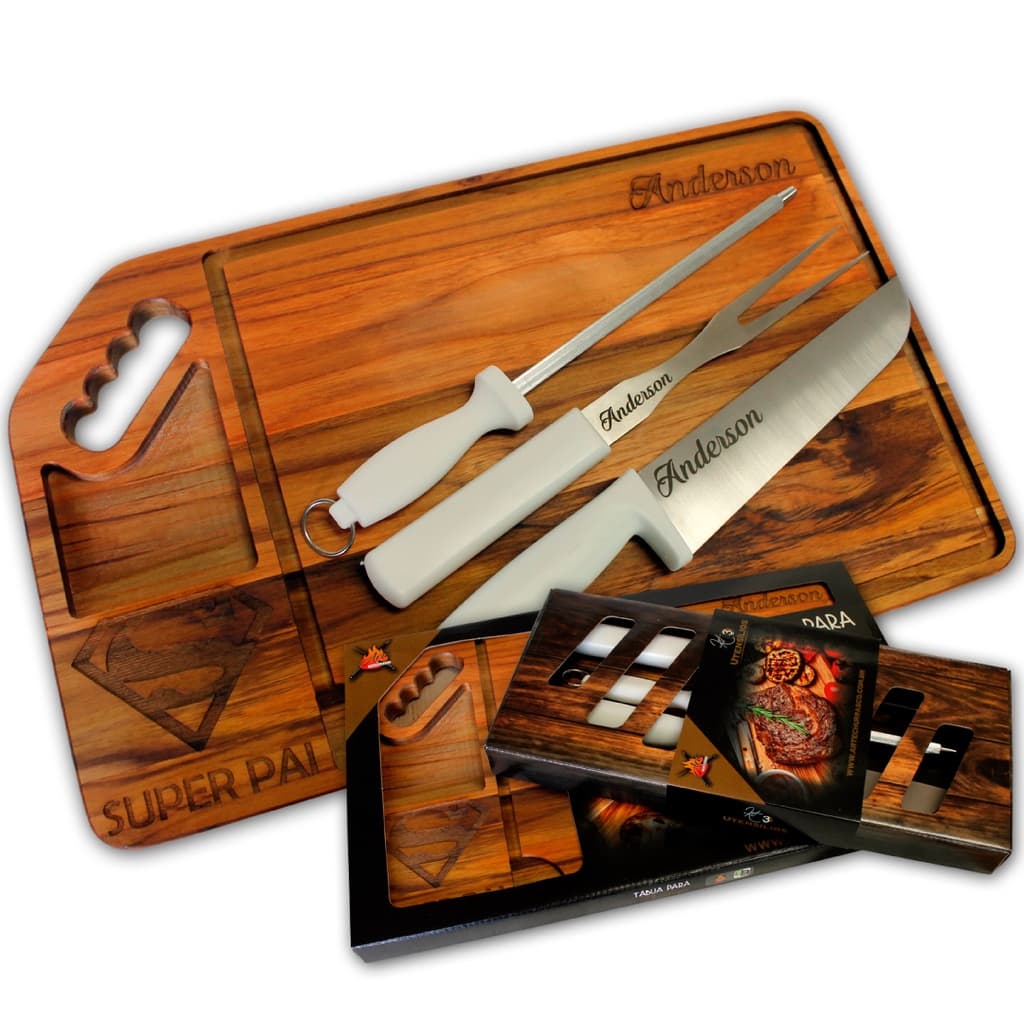 ENVIO IMEDIATO Kit para Churrasco Personalizado com Nome Time Logo para Presentear Dia dos Pais