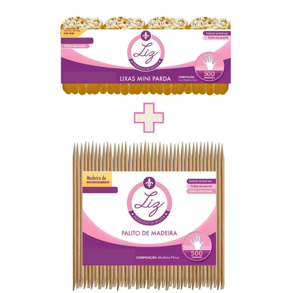 Kit manicure 500 mini lixa + 500 palitos ponta e chanfro Promoção