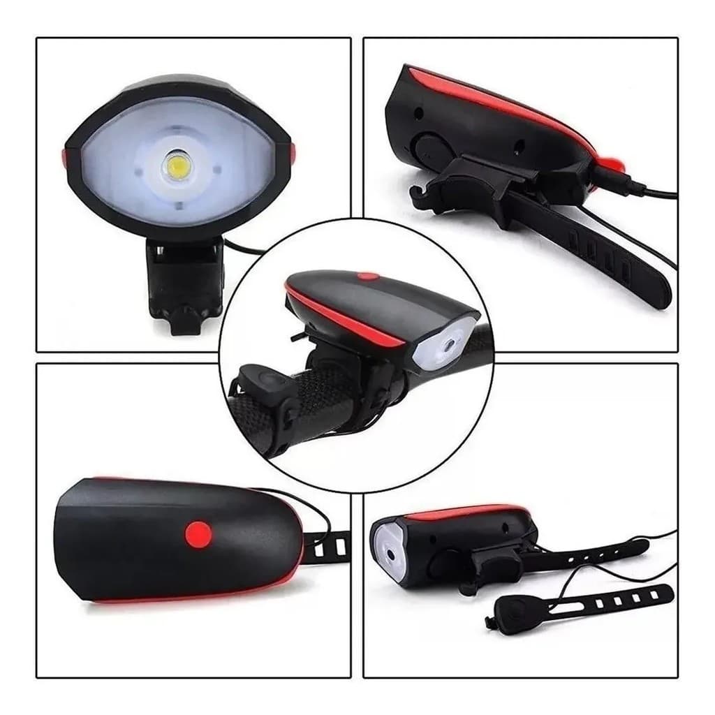 Lanterna Bike Farol Lanterna Sinalizador Recarregável Usb Potente Com Buzina - Oferta