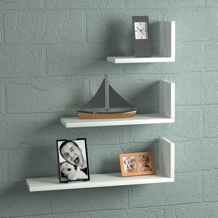 Kit 3 Nicho Prateleira em L 20/40/60 Decoração Sala Quarto MDF