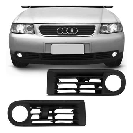 Grade Moldura Farol Milha Audi A3 2001 2002 2003 2004 2005 2006 Preta Com Furo Milha