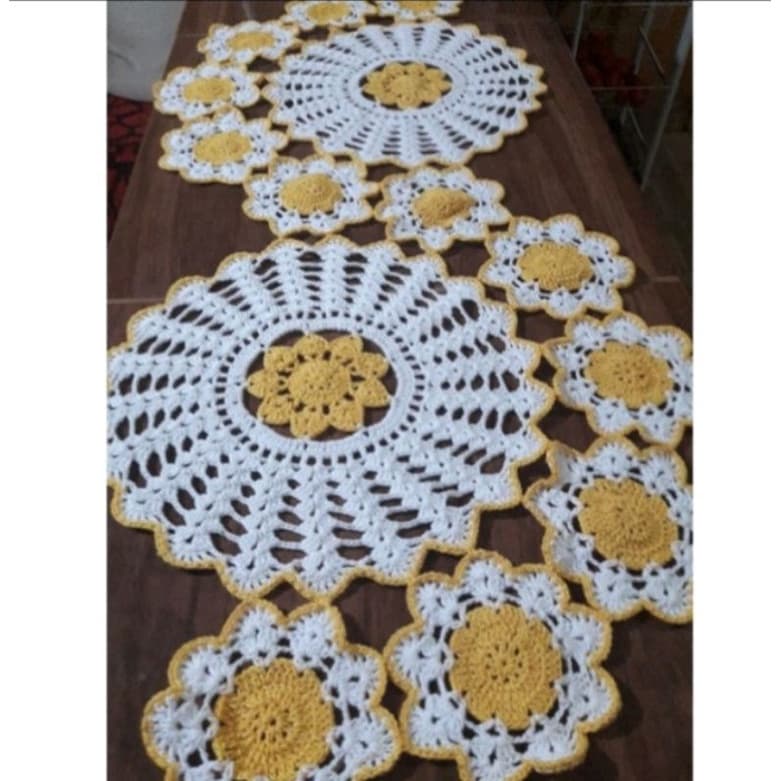 Caminho de mesa em s, Trilho de mesa em crochê, Barbante, Toalha de mesa