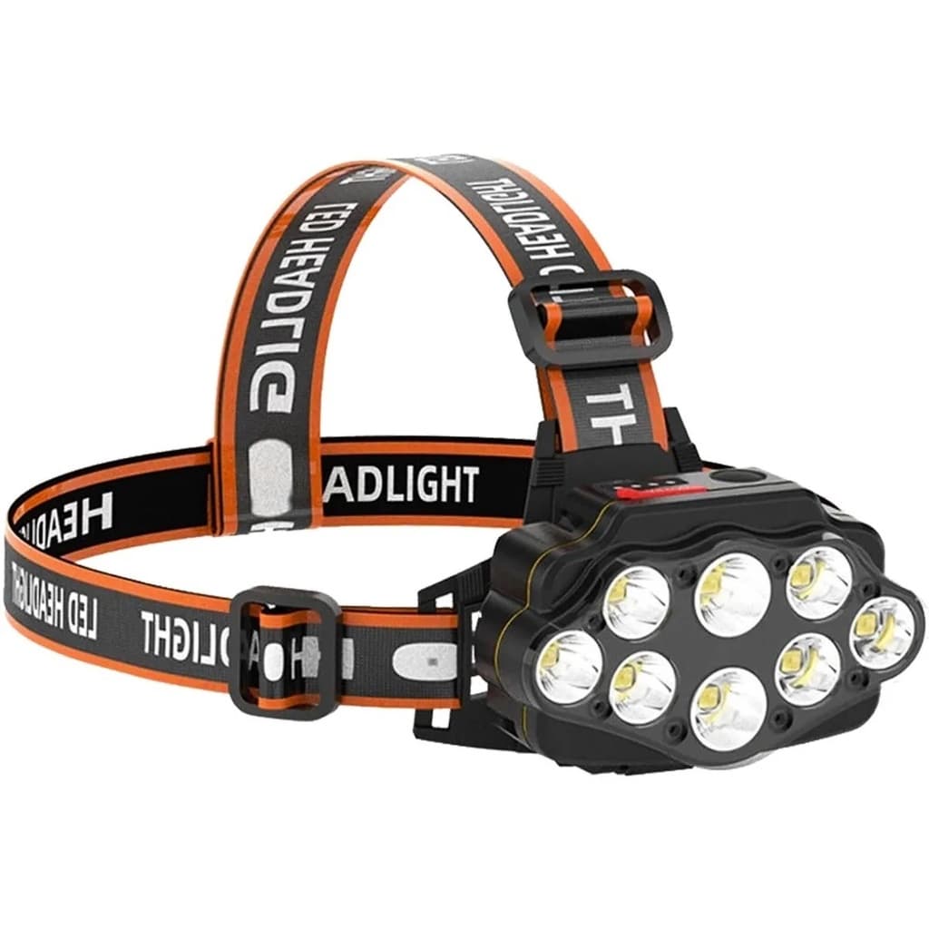 Lanterna de Cabeça Impermeável 8LED USB Recarregável