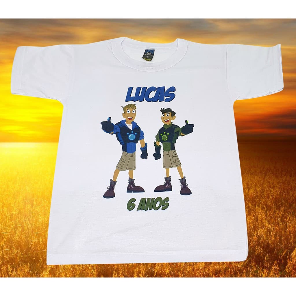 Camiseta Branca Infantil Personalizado - Irmãos Kratts