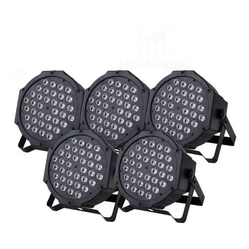 Kit 5 Canhao Refletor Rgbw 36 Leds Dmx Strobo Slim Dj
