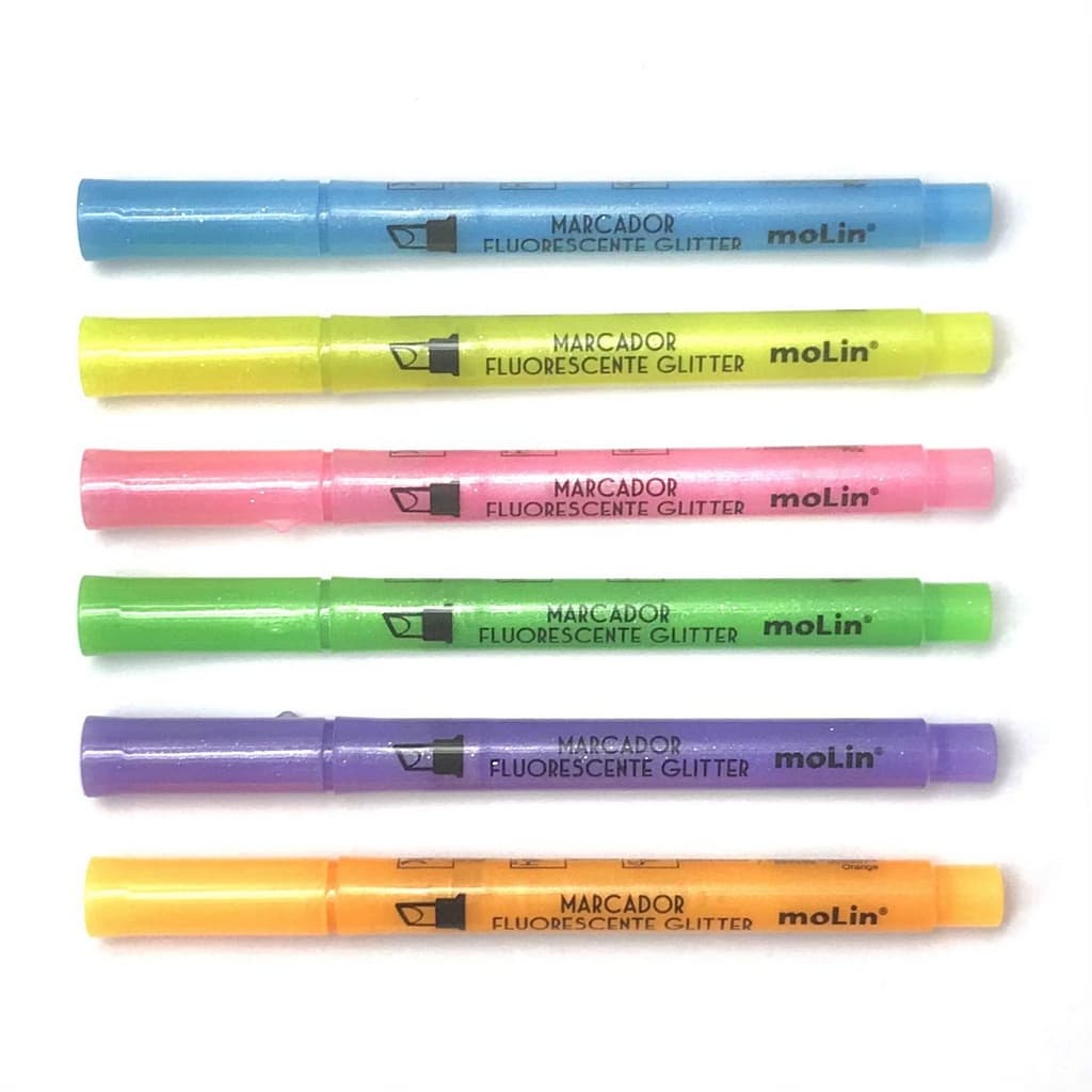 Marca Texto Fluor Glitter Molin Un