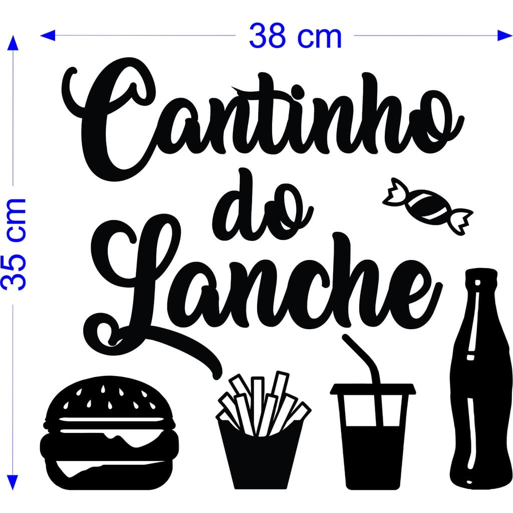 Cantinho do Lanche 38x35 cm Aplique MDF 3mm, Quadro vazado cozinha Minimalista Decorativo Decoração