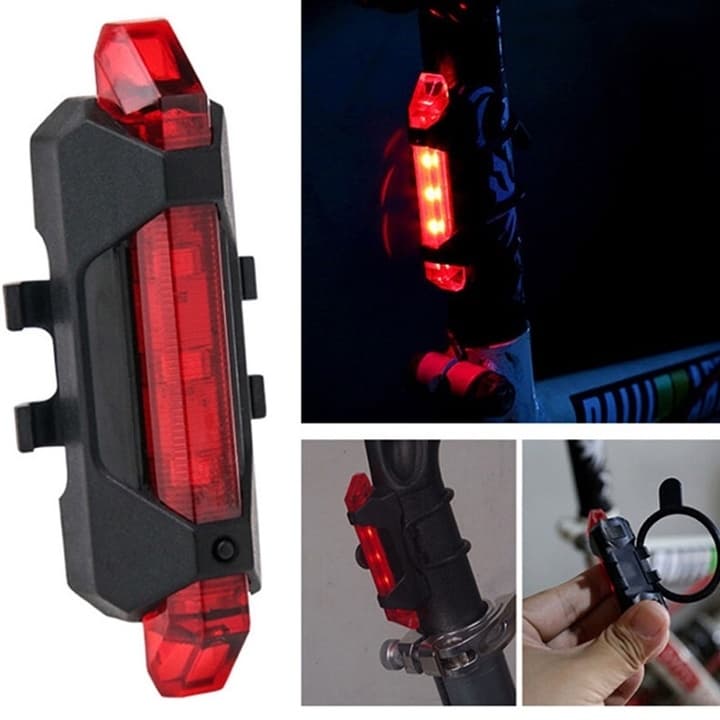 Luz traseira de bicicleta, Segurança, USB recarregavel