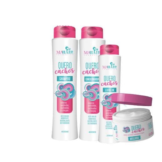 QUERO CACHOS ATIVA E MODELA KIT COMPLETO 4 PRODUTOS SHAMPOO - CONDICIONADOR - MÁSCARA E LEAVE-IN MAHAIR