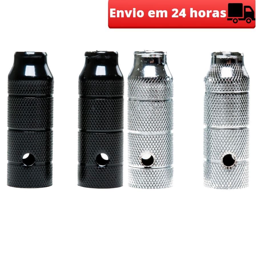 Par de Pedaleira De Apoio de Pé Bicicleta Trolhão Em Aço 38x110mm Bike Pezinho Preto / Cromado