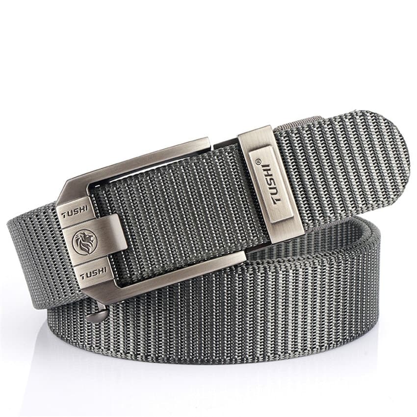 Cintos masculinos de metal com fivela automática cinto de lona de náilon grosso calça jeans cinto