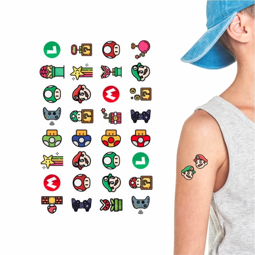 Tatuagem Infantil Temporária Mário | Kit Festa 32-062