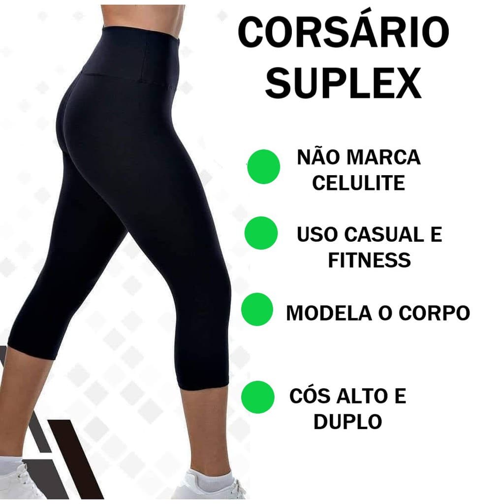 Calça Legging Corsário Suplex Cintura Alta - Capri para Academia Fitness TOP