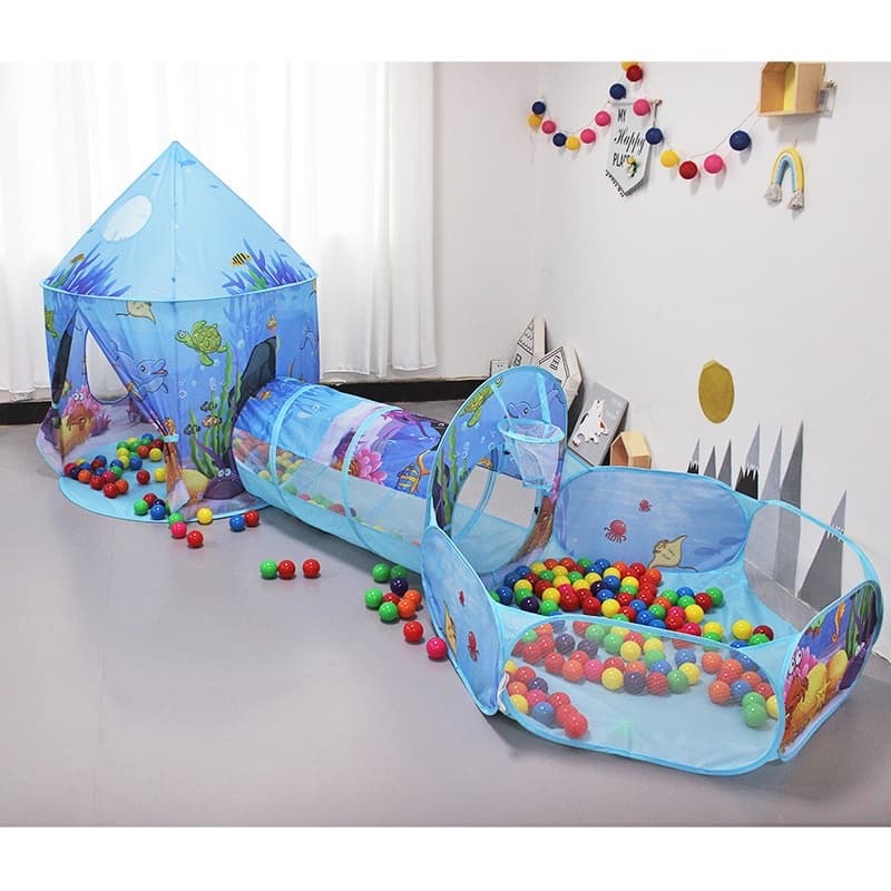 Tenda Toca Barraca Infantil Tunel 3x1com Piscina para Bolinhas Princesas Astronaltas com  Cesta Basquete Brinquedo