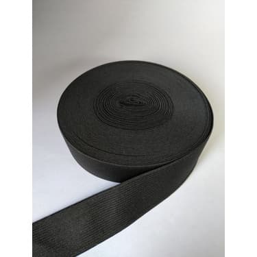 8 Mts Elástico Preto  25  Mm Larg.  P/confecção - rolo chato com 5 mts