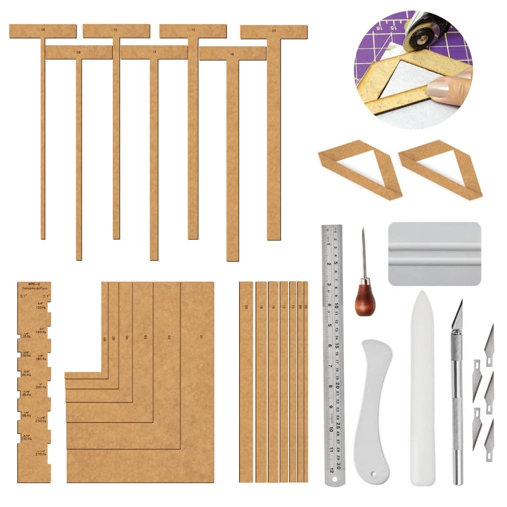 Kit Gabarito Cartonagem Encadernação Completo Fio Cabelo T Wire-o Dobradeira Estilete Agulhão