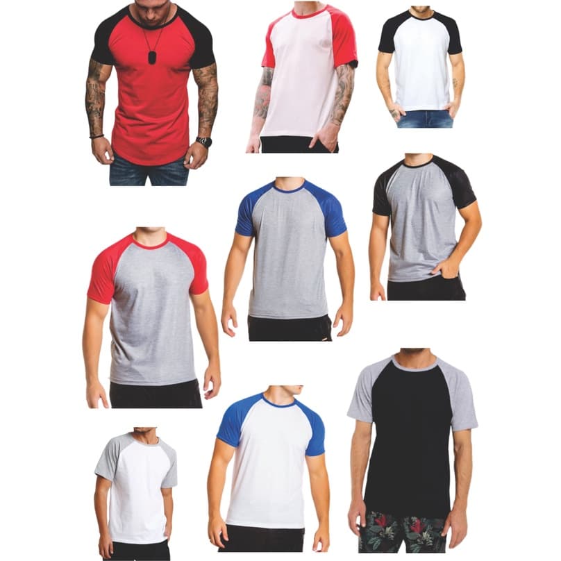 Raglan Masculina 100% poliéster para sublimação