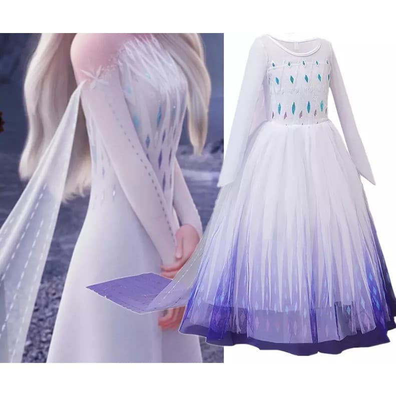 Aorkiyowo Frozen 2 Elsa Anna Traje Vestido De Festa Cor Roxa De Manga Comprida Com Removível cape Tamanho 100 A 150 k11