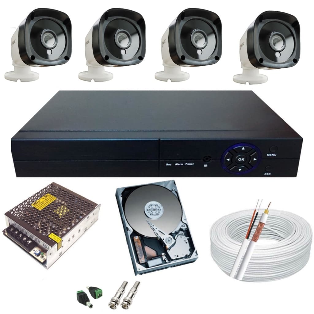 Dvr 8 Canais Kit Com 4 Câmeras Full HD 1080P + Acessórios- Kit Completo