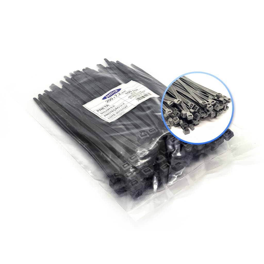 Kit Abraçadeiras de Fixação Nylon Cinta Plástica 500 Un 7,2 Mm X 200 Mm