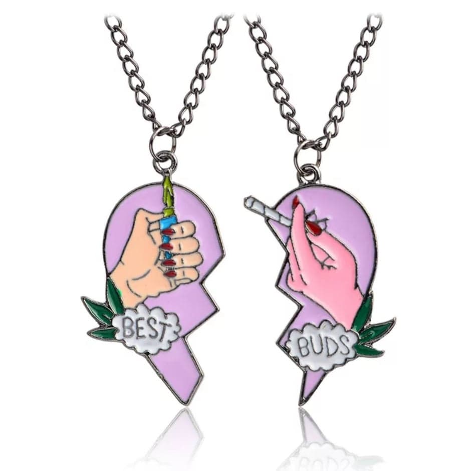 2 pçs Colar Best Buds Rosa Melhores Amigos