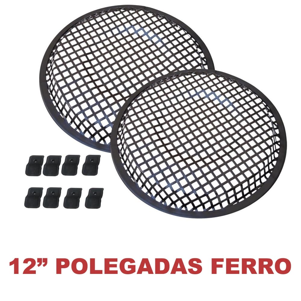 Par De Tela Para Alto Falante 12 Polegadas Profissional Metálica Ferro Metal + Garras + Parafusos