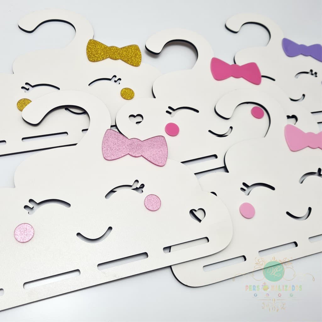 KIT 10 Cabide Nuvem Porta Laços - MDF