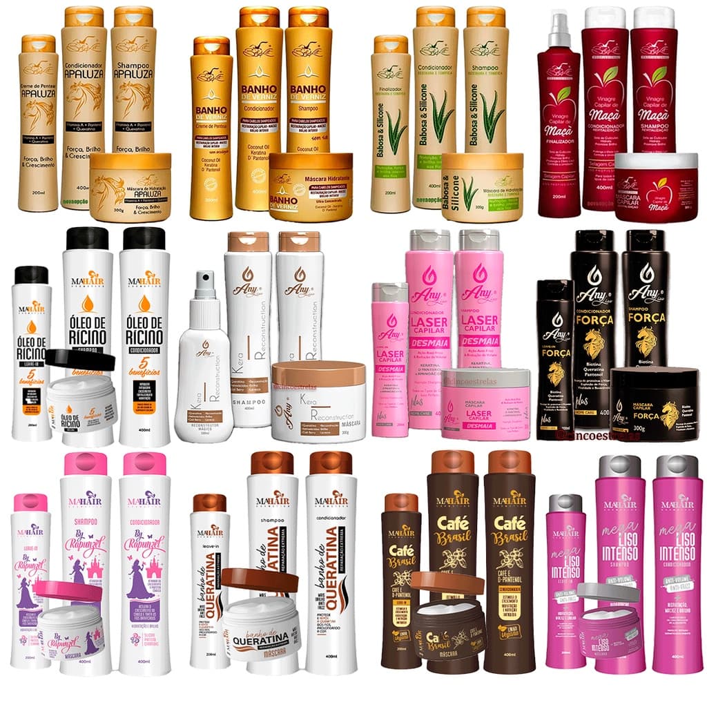 3 Kits Capilar Belkit Mahair (Shampoo, Condicionador, Máscara e Creme de Pentear) Atacado