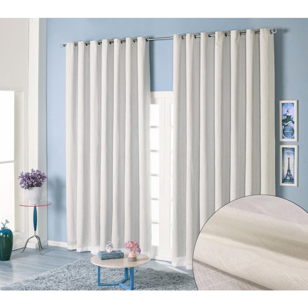Cortina Luxo Voil Gaze De Linho Com Forro Blackout 3,00x2,80 Sala E Quarto
