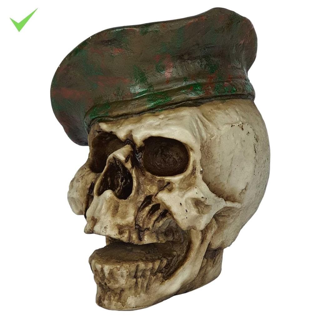 Caveira Cranio Boina Exercito Decorativo Halloween Em Resina