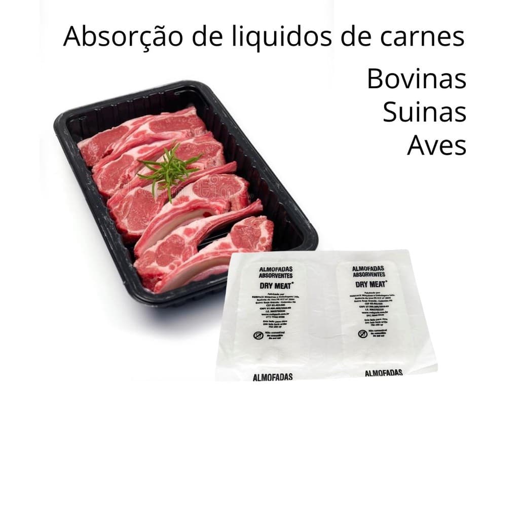 Almofada absorvente de líquidos de bandejas alimentos, carnes,peixes,aves, com 1000 unidades