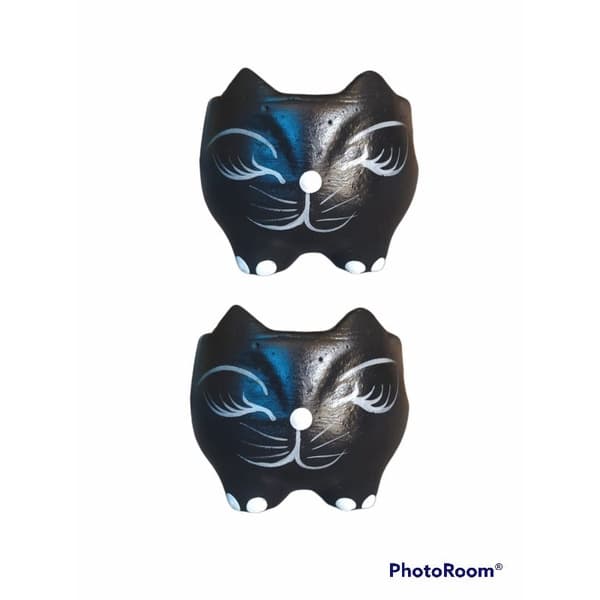 Kit 2 Vasinhos Cachepots Gatinhos Para Cactos E Suculentas