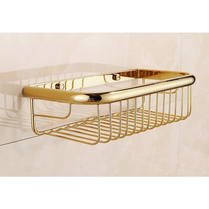 Cesta De Chuveiro De Banheiro De Latão Dourado 30cm , Esponja De Sabão , Armazenamento , Prateleira , Suporte De Shampoo
