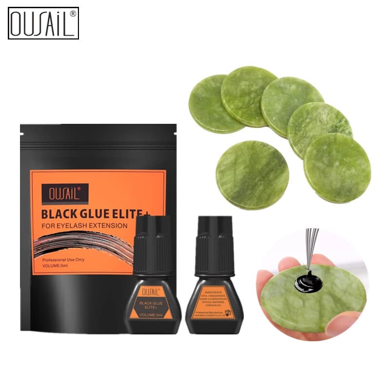 Conjunto de peças de jade e recipiente de cola para extensão de cílios OUSAIL (5ml de cola + 1 peça de jade)