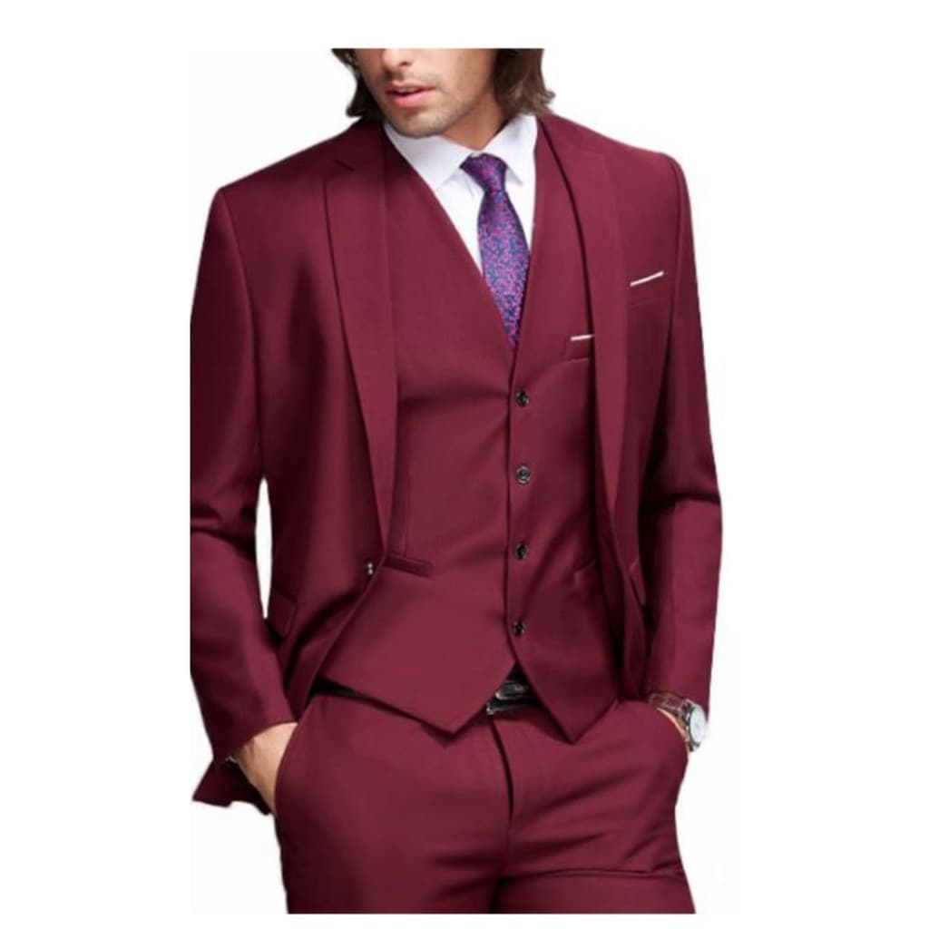TERNO MASCULINO SLIN FIT- VINHO-BORDO (PALETO+CALÇA+GRAVATA)OXFORD PREMIUM 2026