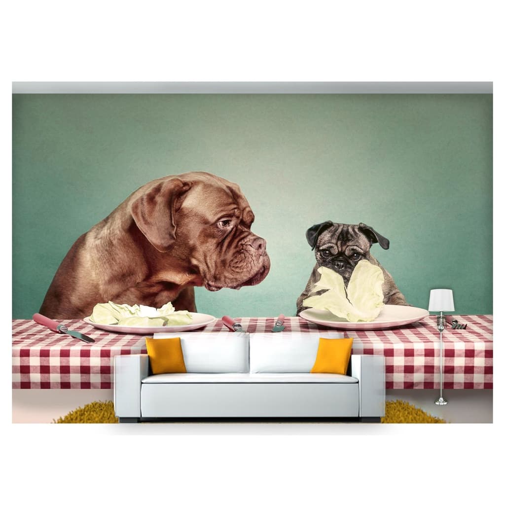 papel de parede Animais cachorros comida 3D m² ANM159