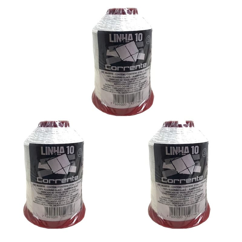 Kit 3 Linha de Pipa Corrente Pura 914 Mts 1000 Jardas