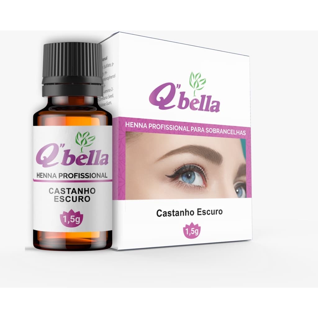 Henna para sobrancelas Q'Bella 1,5g - QBella - Q Bella henna profissional