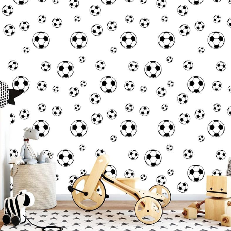 Papel de Parede Adesivo Infantil Bola de Futebol Quarto de Menino