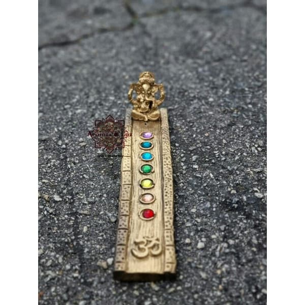 Incensário 07 Chakras Lord Ganesha Deitado 23 cm - Dourado