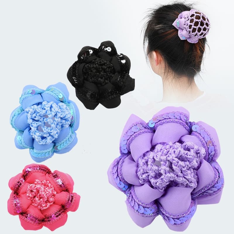 Arnês De Dança De Cabelo De Disco Infantil Da Moda , Bolsa De Rede Lantejoulas Para Meninas Cabeça De Flor