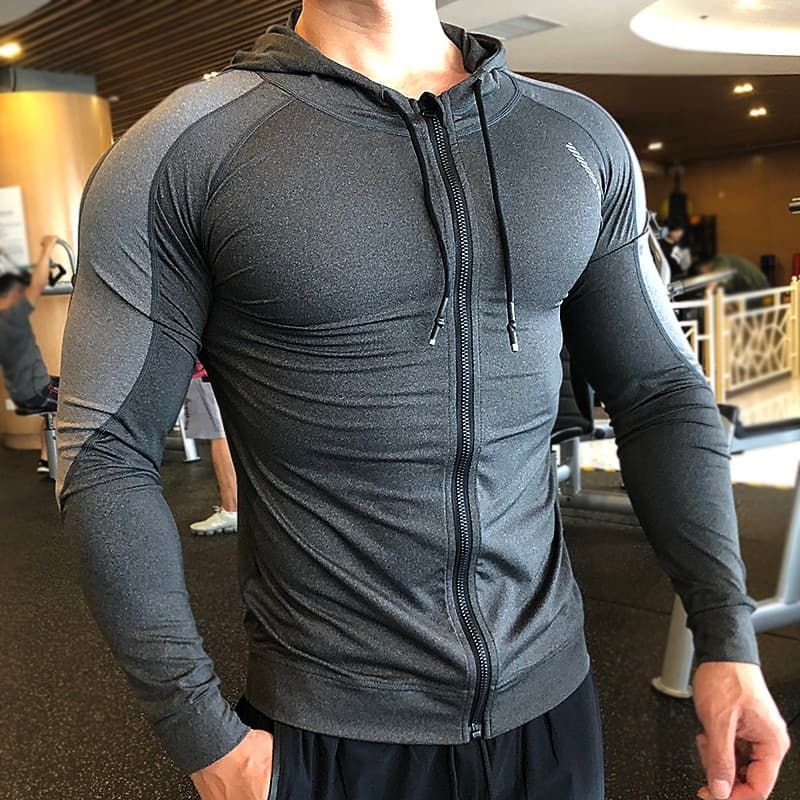 Homens Jaqueta Moletom Manga Comprida Camiseta Masculina Roupas Academia Esporte Corrida Treino Para De Musculação