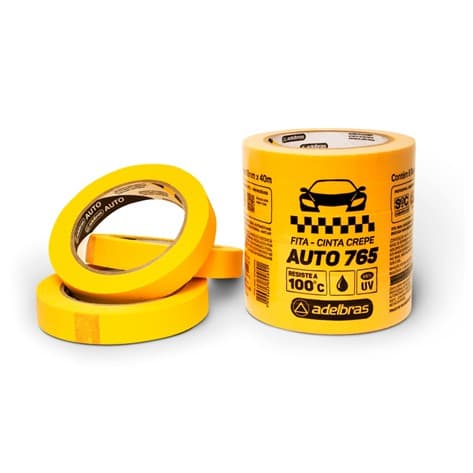 Kit 2 Fita Crepe Automotiva Amarela 18mm x 40m Adelbras