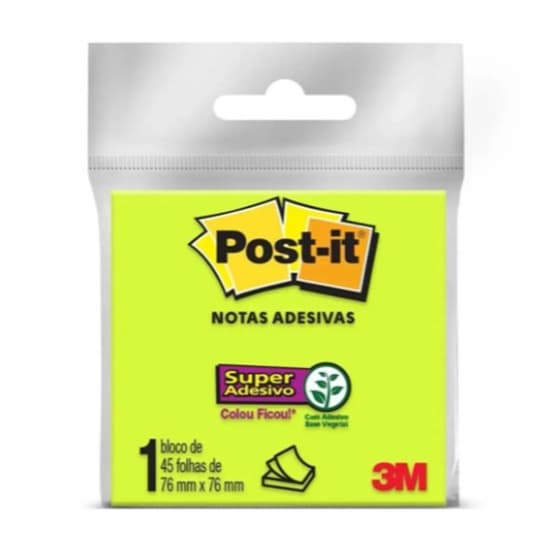 Bloco De Recado Adesivo Post-it 3m 76x76mm Verde 45 Folhas