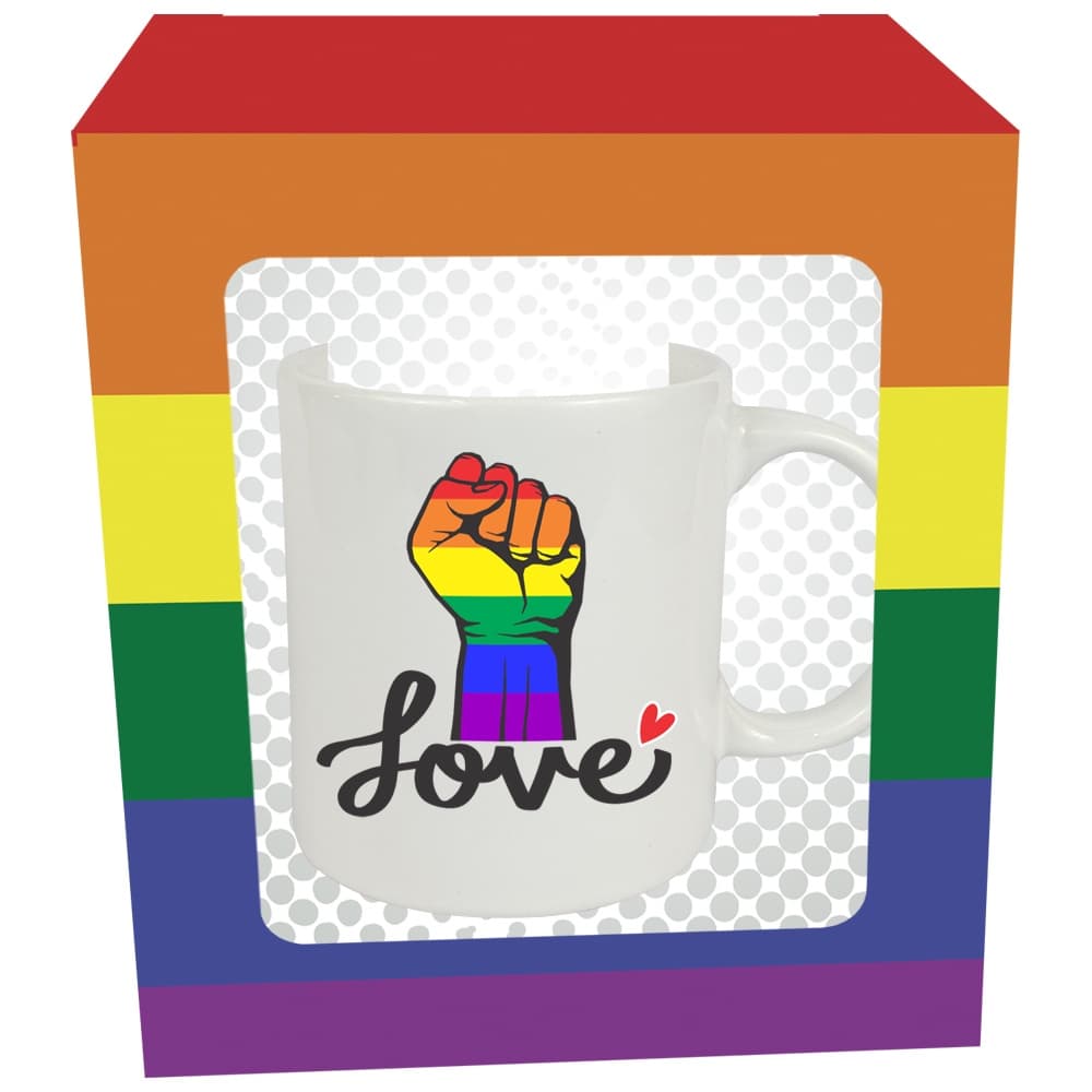 Caneca Cerâmica 320ml Love Arco-Íris LGBTQIA+ Orgulho Diversidade