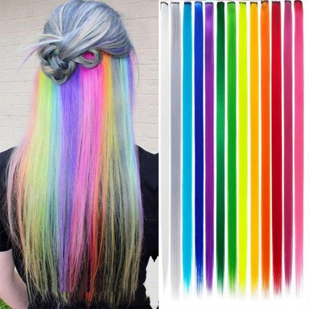 Trava De Cabelo Sintético Coloridas 55 cm Mecha Corda