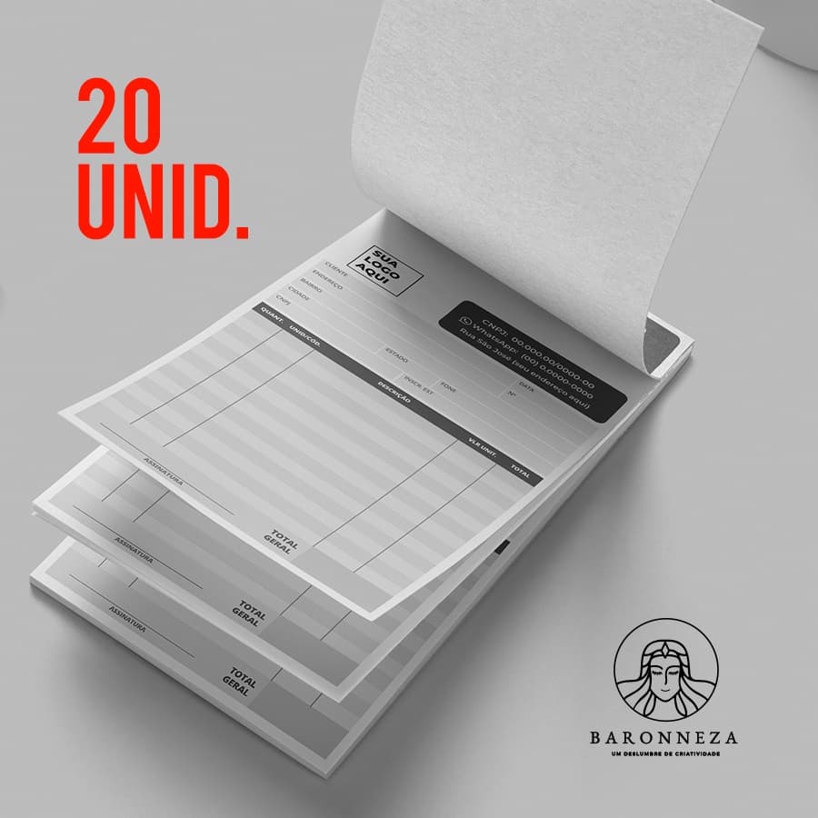 Talão de pedidos Personalizado Preto e Branco 20 unidades | Talão de orçamento Personalizado | Bloco de Orçamento e pedidos | 10x15 cm