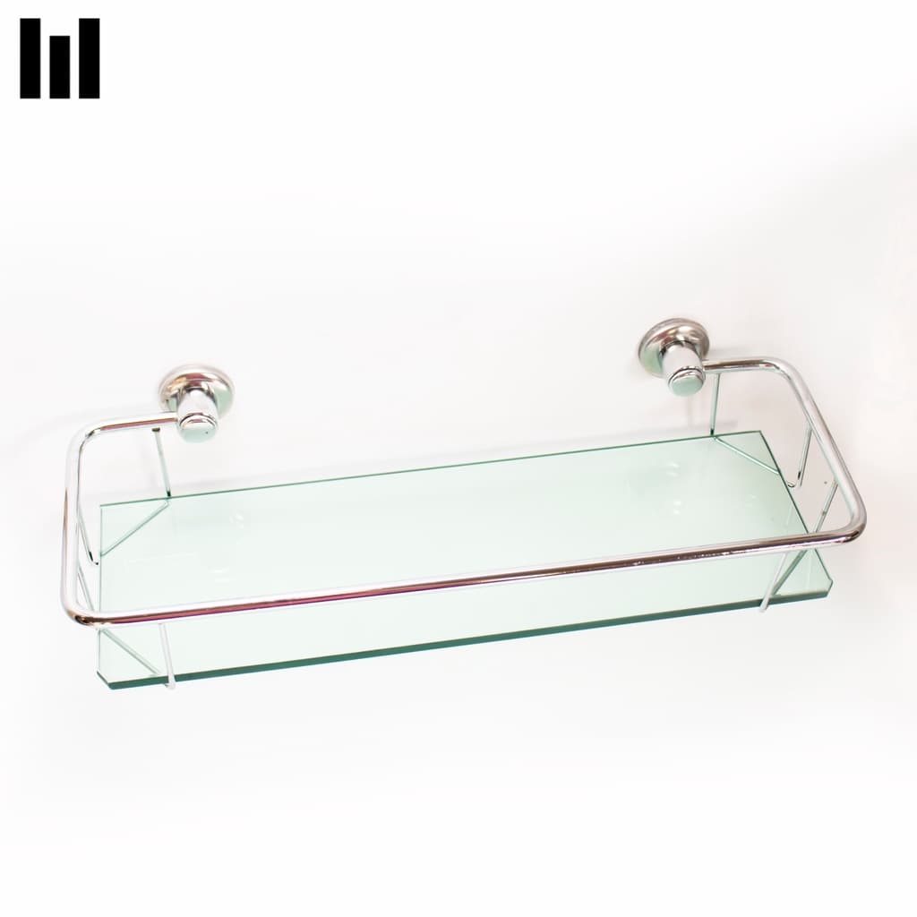 Porta Shampoo - Prateleira de banheiro e cozinha - Aço e vidro - 30 cm