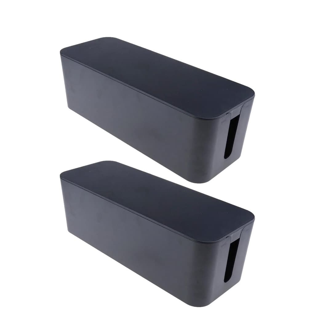 Kit 2 Caixa Guardar Proteger Fios Tomadas Cabos Preta 40cm